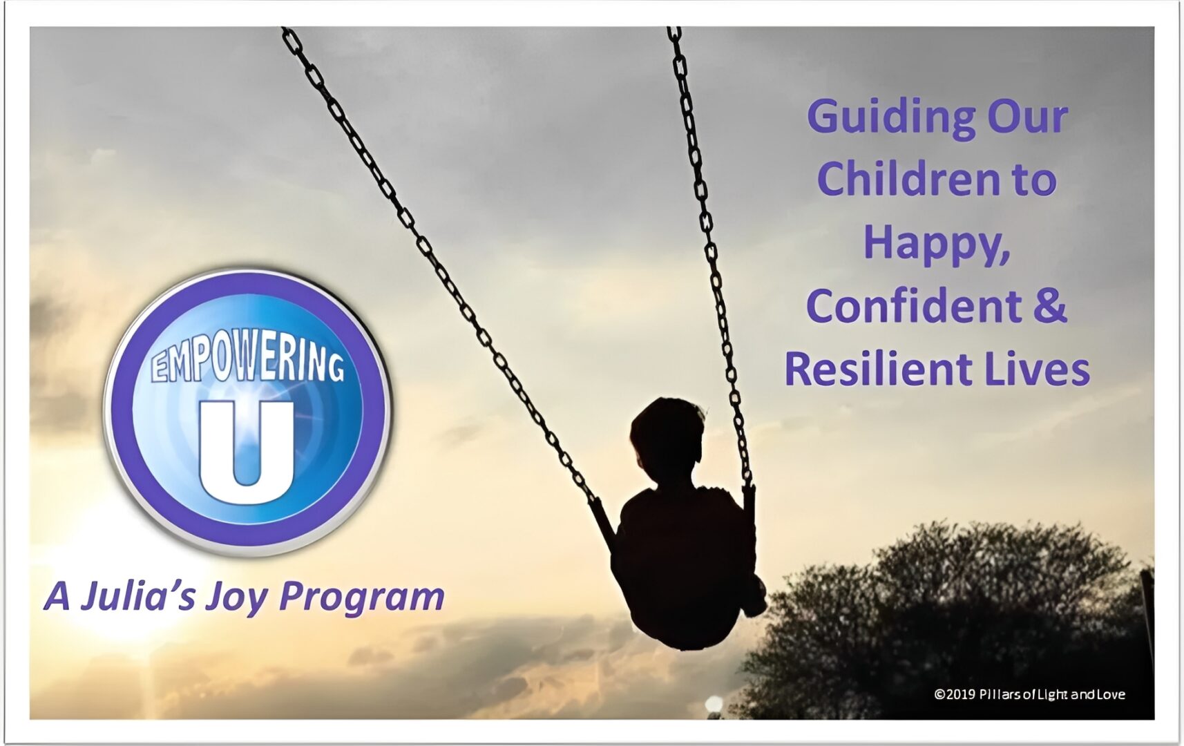 Child swinging at sunset, empowerment program