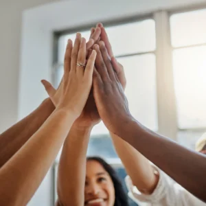 Group of hands raised together