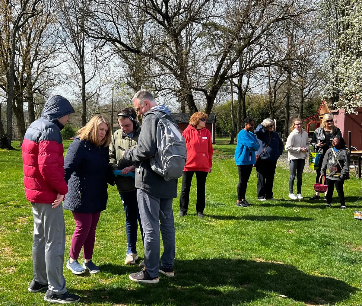 Park gathering with people chatting