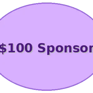 Purple oval displaying $100 Sponsor
