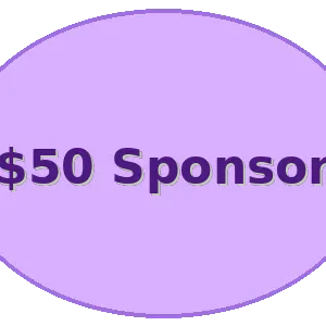 $50 sponsor label on lilac background